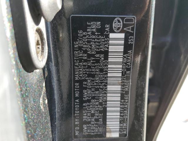 2T1KR32E76C613630 - 2006 TOYOTA COROLLA MA XR BLACK photo 12