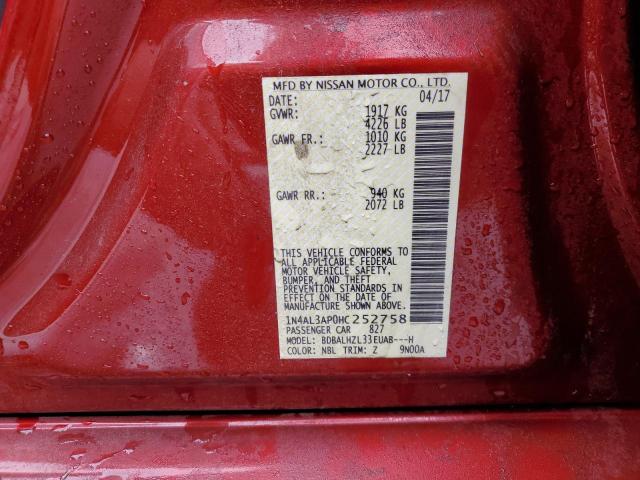 1N4AL3AP0HC252758 - 2017 NISSAN ALTIMA 2.5 RED photo 13