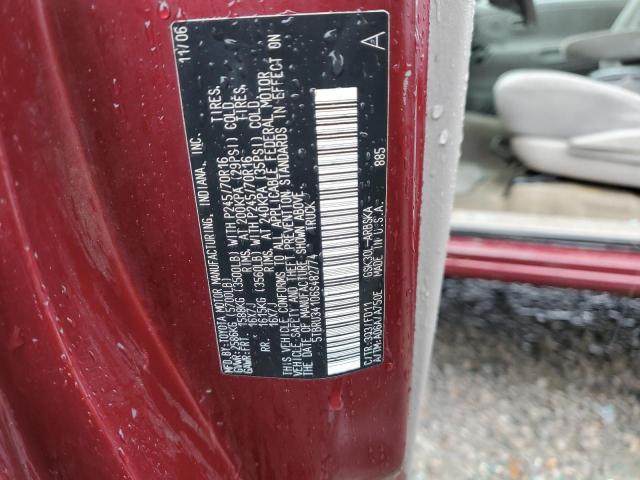 5TBRU34106S482774 - 2006 TOYOTA TUNDRA ACCESS CAB SR5 BURGUNDY photo 12