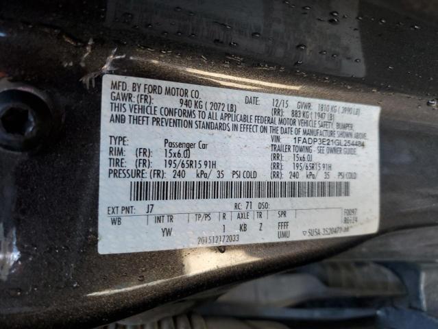 1FADP3E21GL254484 - 2016 FORD FOCUS S CHARCOAL photo 12