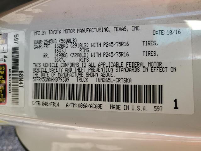 5TFRX5GNXHX079309 - 2017 TOYOTA TACOMA ACCESS CAB თეთრი ფოტო 12