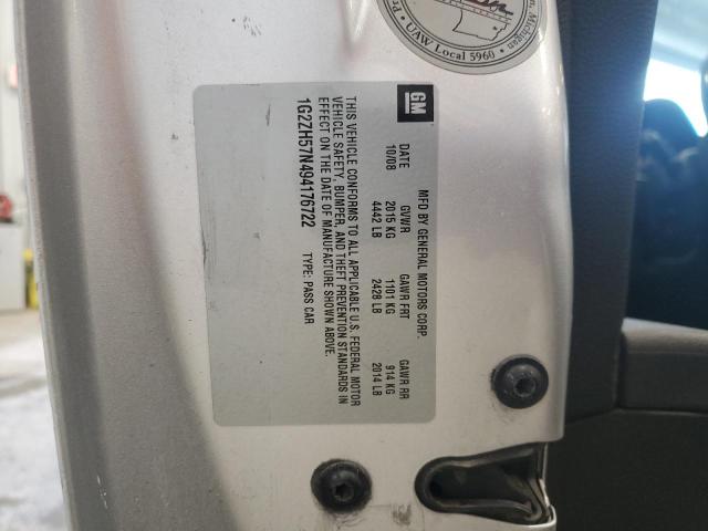 1G2ZH57N494176722 - 2009 PONTIAC G6 GT SILVER photo 13