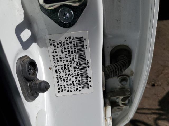 19XFC2F73GE225449 - 2016 HONDA CIVIC EX WHITE photo 12