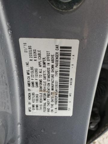 1HGCR2F82GA106001 - 2016 HONDA ACCORD EXL SILVER photo 12