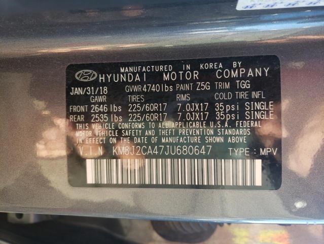 KM8J2CA47JU680647 - 2018 HYUNDAI TUCSON SE GRAY photo 12