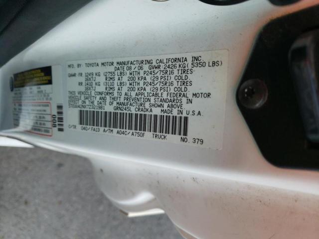 5TEUU42NX7Z321981 - 2007 TOYOTA TACOMA ACCESS CAB თეთრი ფოტო 12