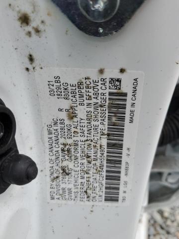 2HGFC2F84MH554901 - 2021 HONDA CIVIC SPORT Weiß Foto 12