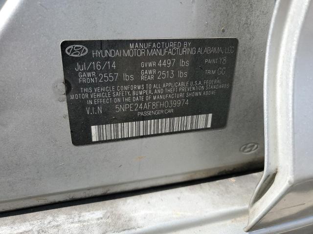 5NPE24AF8FH039974 - 2015 HYUNDAI SONATA SE SILVER photo 12