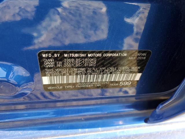 JA32U2FUXGU012242 - 2016 MITSUBISHI LANCER ES BLUE photo 12