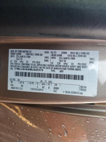 1FMCU9H6XMUA65379 - 2021 FORD ESCAPE SEL GOLD photo 13