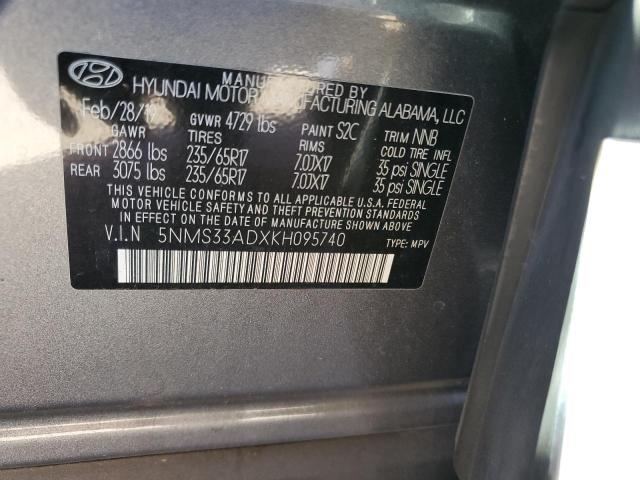 5NMS33ADXKH095740 - 2019 HYUNDAI SANTA FE SEL GRAY photo 14