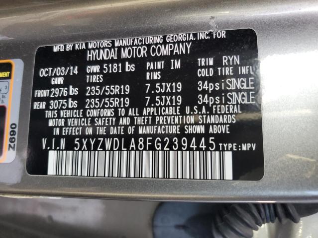 5XYZWDLA8FG239445 - 2015 HYUNDAI SANTA FE S GRAY photo 12