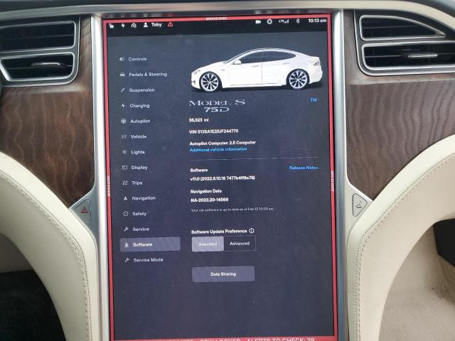 5YJSA1E25JF244770 - 2018 TESLA MODEL S WHITE photo 9