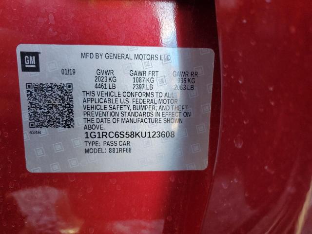 1G1RC6S58KU123608 - 2019 CHEVROLET VOLT LT RED photo 12