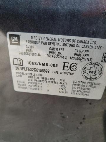 2GNFLFE32G6155892 - 2016 CHEVROLET EQUINOX LT GRAY photo 13