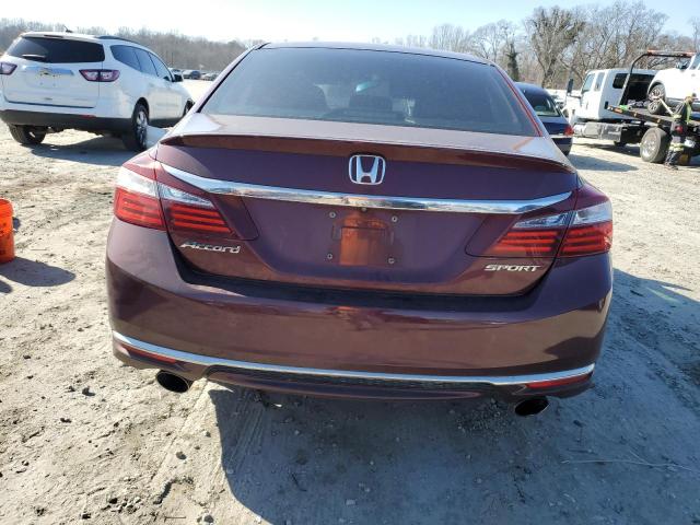 1HGCR2F56GA020213 - 2016 HONDA ACCORD SPORT BURGUNDY photo 6