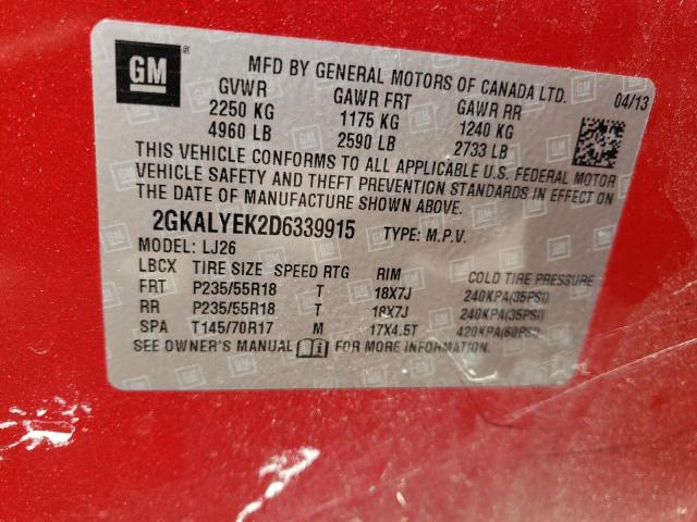 2GKALYEK2D6339915 - 2013 GMC TERRAIN DENALI RED photo 14