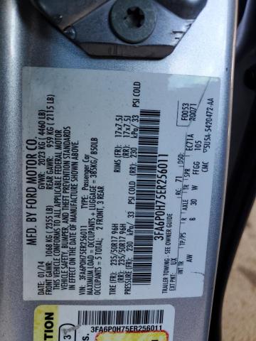 3FA6P0H75ER256011 - 2014 FORD FUSION SE SILVER photo 12