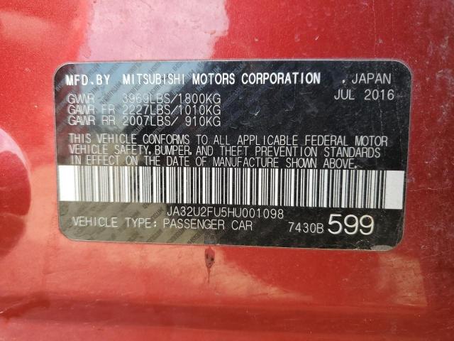 JA32U2FU5HU001098 - 2017 MITSUBISHI LANCER ES RED photo 12