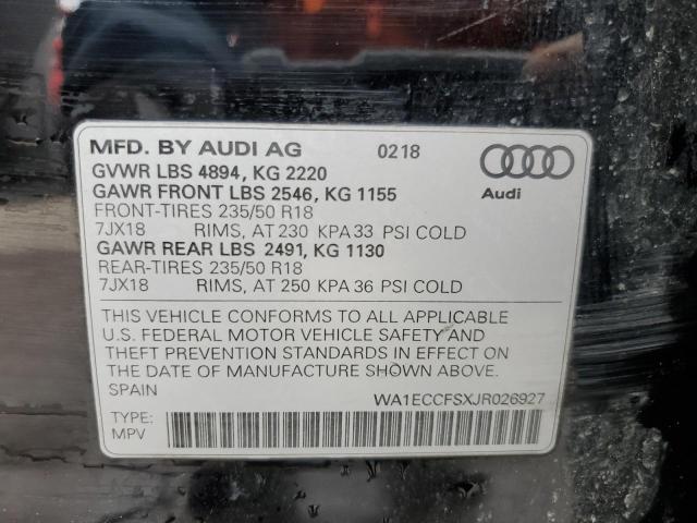 WA1ECCFSXJR026927 - 2018 AUDI Q3 PREMIUM BLACK photo 13