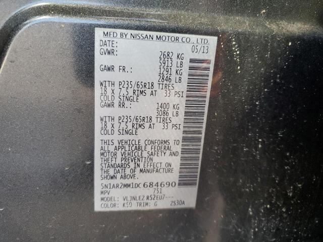 5N1AR2MM1DC684690 - 2013 NISSAN PATHFINDER S GRAY photo 13