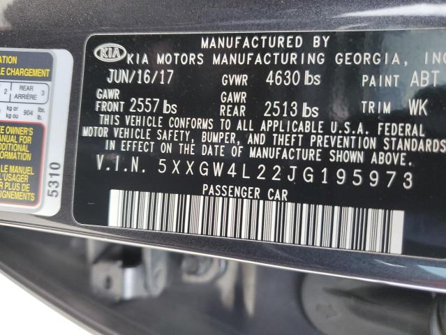 5XXGW4L22JG195973 - 2018 KIA OPTIMA SX GRAY photo 12