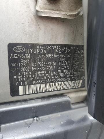 KM8SC13E85U865548 - 2005 HYUNDAI SANTA FE GLS SILVER photo 13