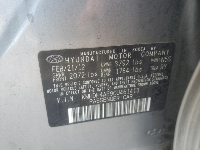 KMHDH4AE9CU461413 - 2012 HYUNDAI ELANTRA GLS GRAY photo 12