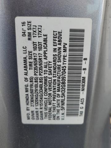 5FNRL5H32GB097045 - 2016 HONDA ODYSSEY SE SILVER photo 13