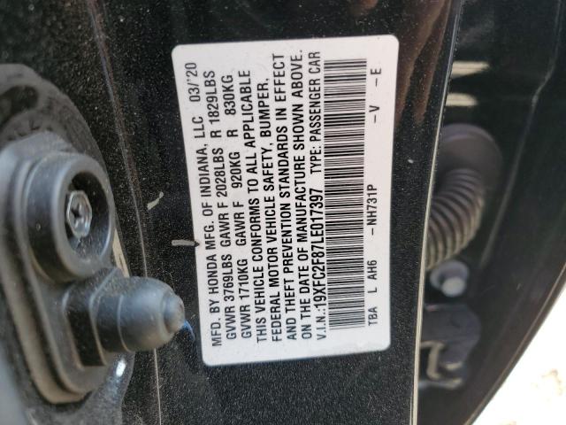 19XFC2F87LE017397 - 2020 HONDA CIVIC SPORT 黑色 照片 12