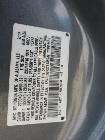 5FNRL38727B135932 - 2007 HONDA ODYSSEY EXL SILVER photo 13