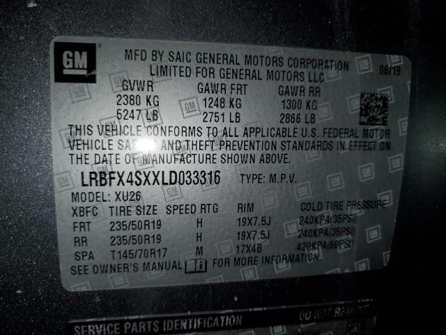 LRBFX4SXXLD033316 - 2020 BUICK ENVISION PREMIUM II GRAY photo 13