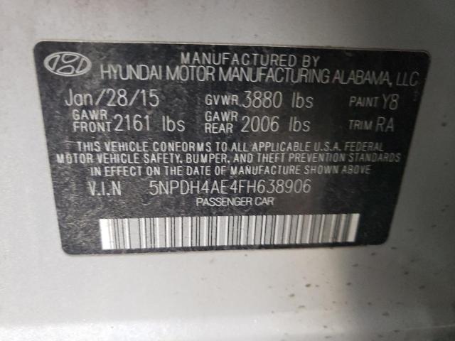 5NPDH4AE4FH638906 - 2015 HYUNDAI ELANTRA SE SILVER photo 13