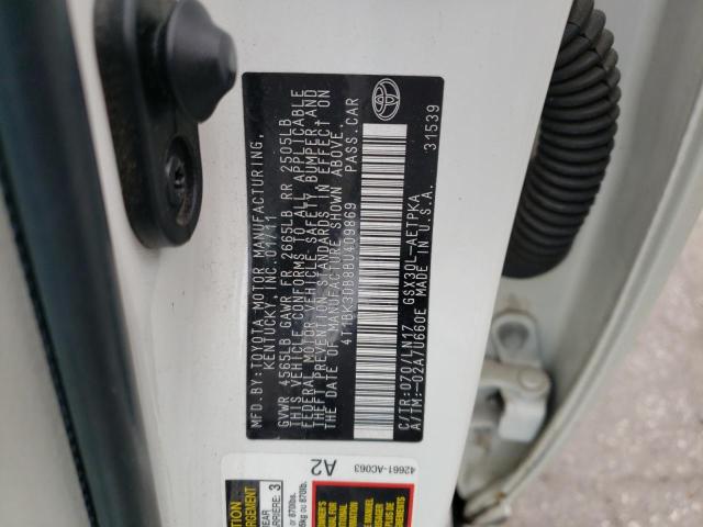4T1BK3DB8BU409869 - 2011 TOYOTA AVALON BASE 白色 照片 12