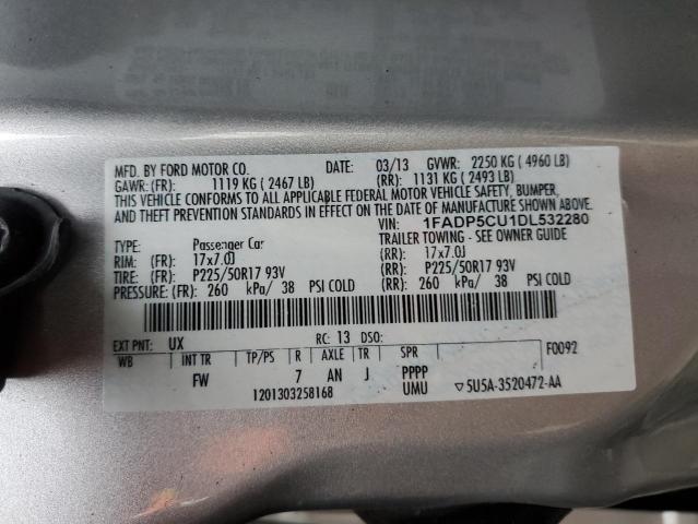 1FADP5CU1DL532280 - 2013 FORD C-MAX PREMIUM SILVER photo 12