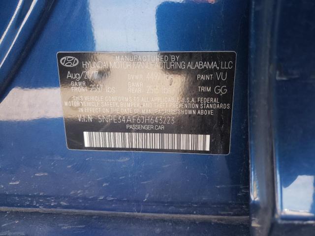 5NPE34AF6JH643223 - 2018 HYUNDAI SONATA SPORT BLUE photo 12