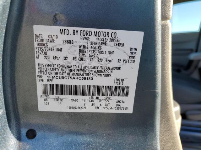 1FMCU9C75AKC59180 - 2010 FORD ESCAPE XLS TEAL photo 13