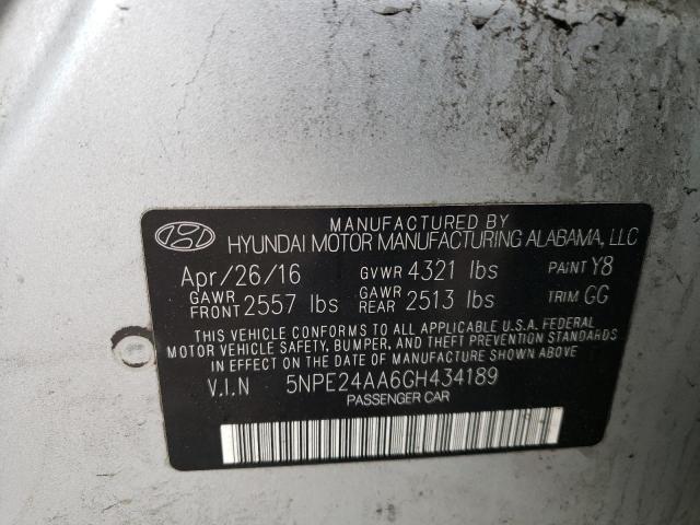 5NPE24AA6GH434189 - 2016 HYUNDAI SONATA ECO SILVER photo 13