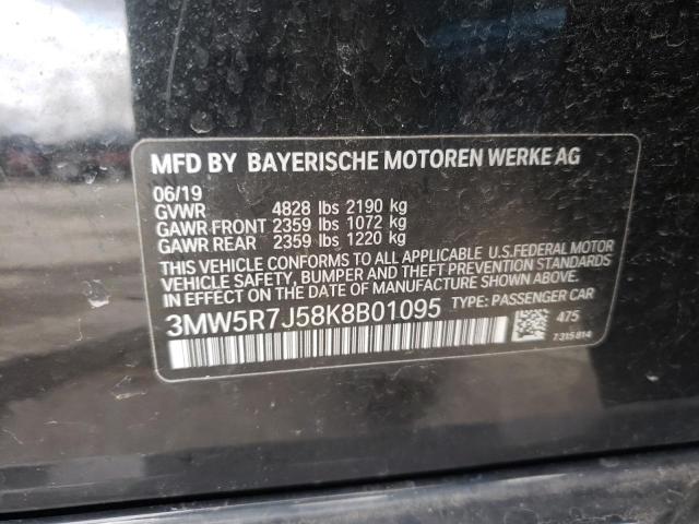 3MW5R7J58K8B01095 - 2019 BMW 330XI Negro foto 12