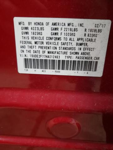 19UDE2F77HA012463 - 2017 ACURA ILX PREMIUM TECH RED photo 12