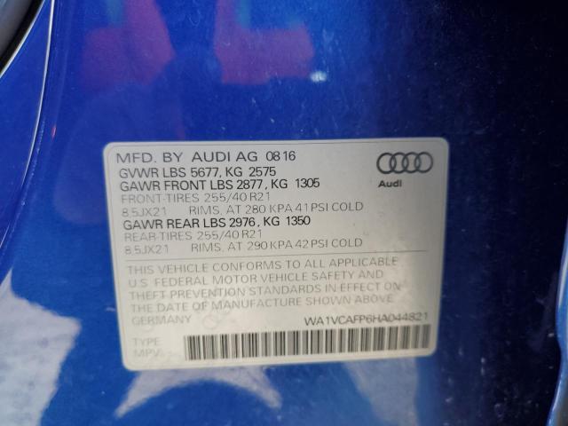 WA1VCAFP6HA044821 - 2017 AUDI SQ5 PRESTIGE BLUE photo 12