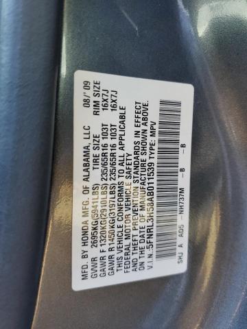 5FNRL3H58AB011539 - 2010 HONDA ODYSSEY EX GRAY photo 13