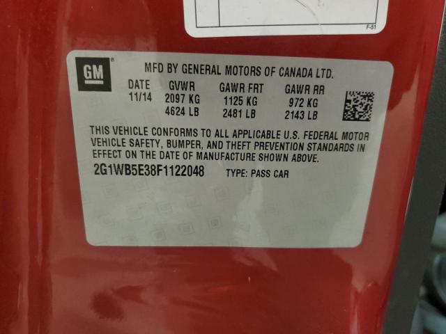 2G1WB5E38F1122048 - 2015 CHEVROLET IMPALA LIM LT RED photo 12