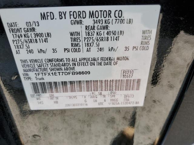 1FTFX1ET7DFB98609 - 2013 FORD F150 SUPER CAB BLACK photo 12