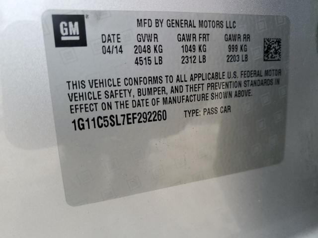 1G11C5SL7EF292260 - 2014 CHEVROLET MALIBU 1LT SILVER photo 12