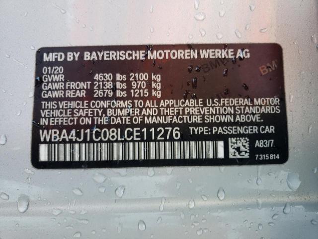 WBA4J1C08LCE11276 - 2020 BMW 430I GRAN COUPE SILVER photo 12