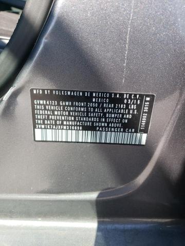 3VW1K7AJXFM316698 - 2015 VOLKSWAGEN JETTA BASE GRAY photo 12