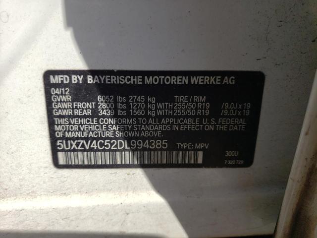 5UXZV4C52DL994385 - 2013 BMW X5 XDRIVE35I WHITE photo 13