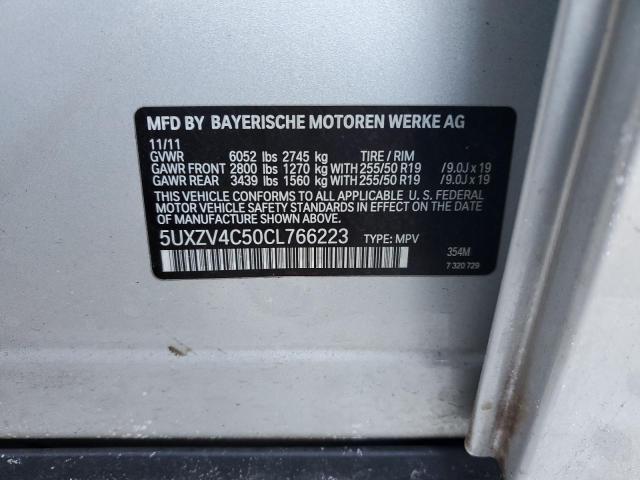 5UXZV4C50CL766223 - 2012 BMW X5 XDRIVE35I 银色 照片 13