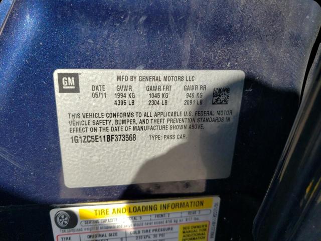 1G1ZC5E11BF373568 - 2011 CHEVROLET MALIBU 1LT Көк фото 12